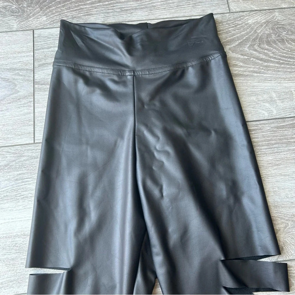 Jazzamatazz Faux  Leather Cut Out Dance Costumes Leggings - Picture 3 of 8